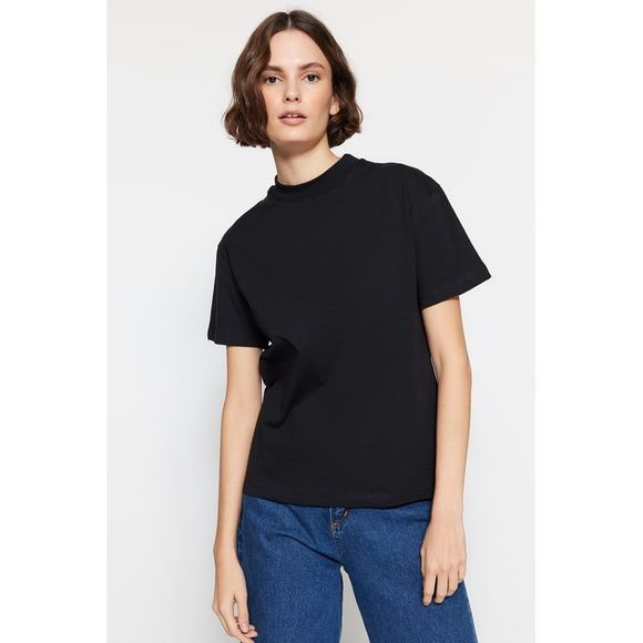 NWT Trendyol Women Regular fit Standing collar Knit T-Shirt - Picture 9 of 13